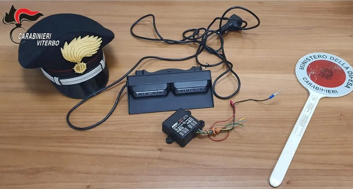 Calcata: installa in auto sirena e lampeggianti delle forze dell’ordine