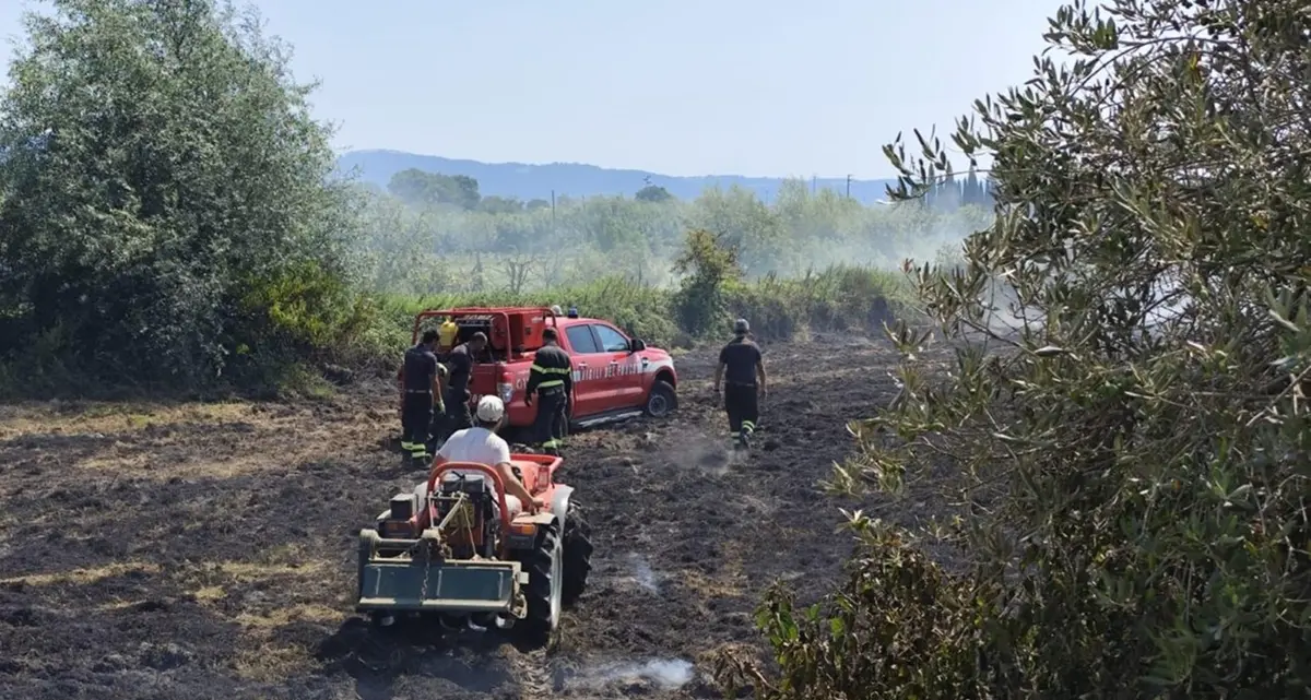 Incendio alla periferia di Sutri minaccia le abitazioni